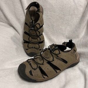 Magellan Outdoors Mens Brown Closed Toe Water Sandals Sz 12 Bungee Hiking Shoes